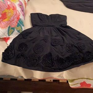Short black strapless dress